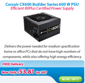 Corsair CX600 Builder Series 600 Watt ATX PS/2 Power Supply Unit