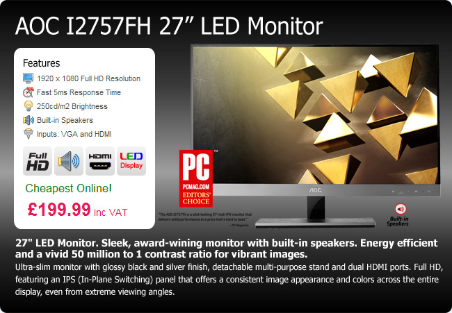 AOC i2757Fh 27inch Full HD LED Monitor