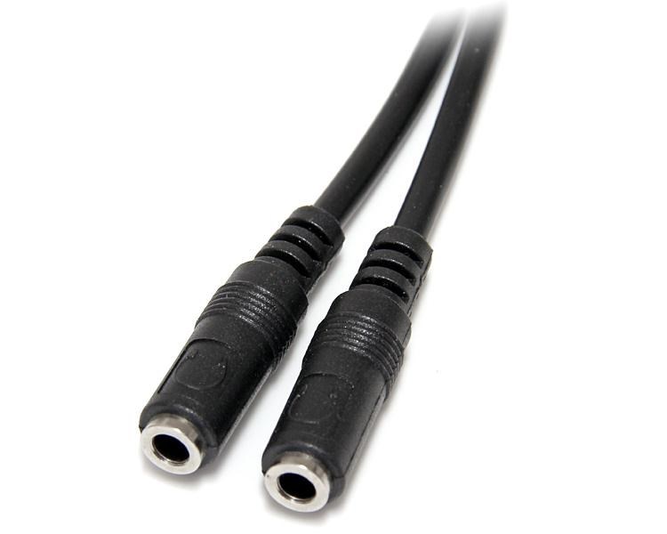 Slim Stereo Splitter Cable 3.5mm Male to 2x 3.5mm Female