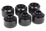 Alphacool Eiszapfen 16mm Deep Black Hard Tube Compression Fittings - Six Pack