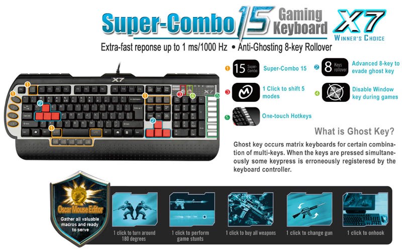 A4 Tech X7 G800V Gaming Keyboard - G800V - CCL Computers
