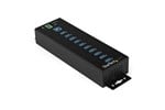 StarTech.com 10-Port Industrial USB 3.0 Hub with External Power Adapter, ESD and 350W Surge Protection