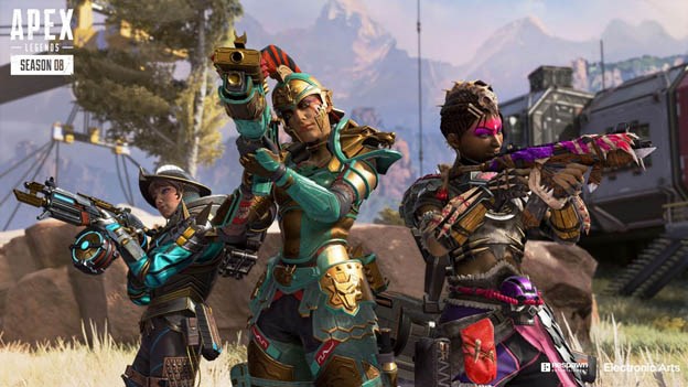 Three player characters from Season 08 of Apex Legends