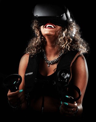 Publicity image of Woojer Vest Edge being used