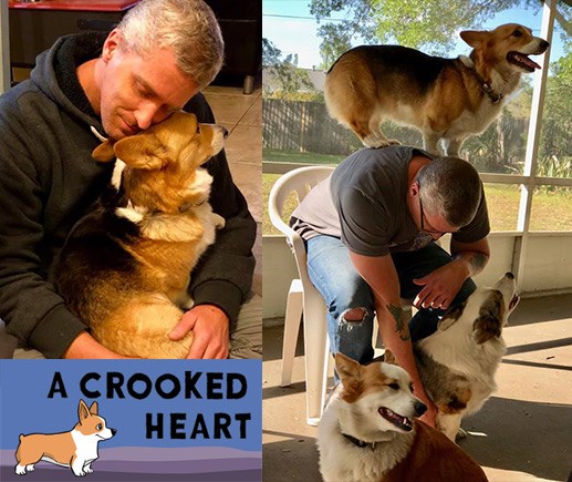 Matt Tardiff, 'A Crooked Heart' solo developer, with his Corgis