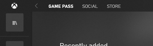 The Xbox app title bar, showing the Game Pass, Social and Store menu options