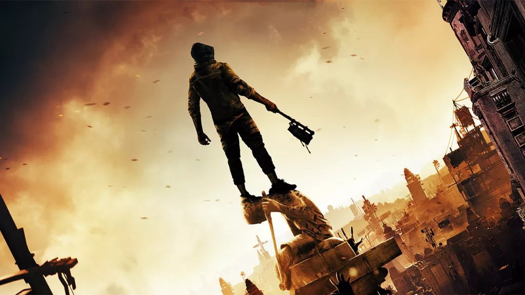 The main protagonist of Dying Light 2 standing on a block overlooking a damaged city