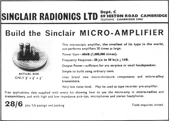 Sinclair Micro-Amplifier – the first Sinclair Radionics product.