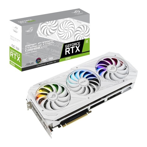 ASUS NVIDIA GeForce RTX 3080 10GB ROG Strix OC White Ed. Ampere Graphics Card.