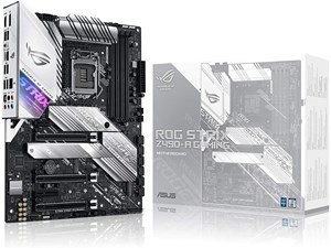 ASUS ROG Strix Z490-A white gaming motherboard.