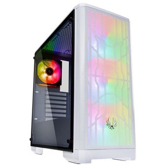 A white MIDI Tower ATX case otherwise known as a Mid Tower case.