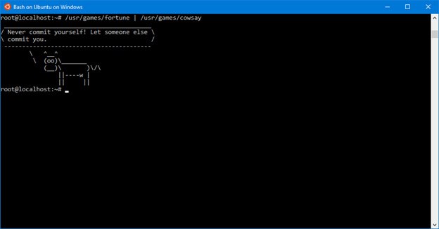 Bash on Ubuntu running using Windows Subsystem for Linux (WSL) on Windows 10.