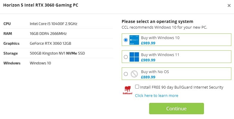 Windows 11 OS option on our Home PCs.