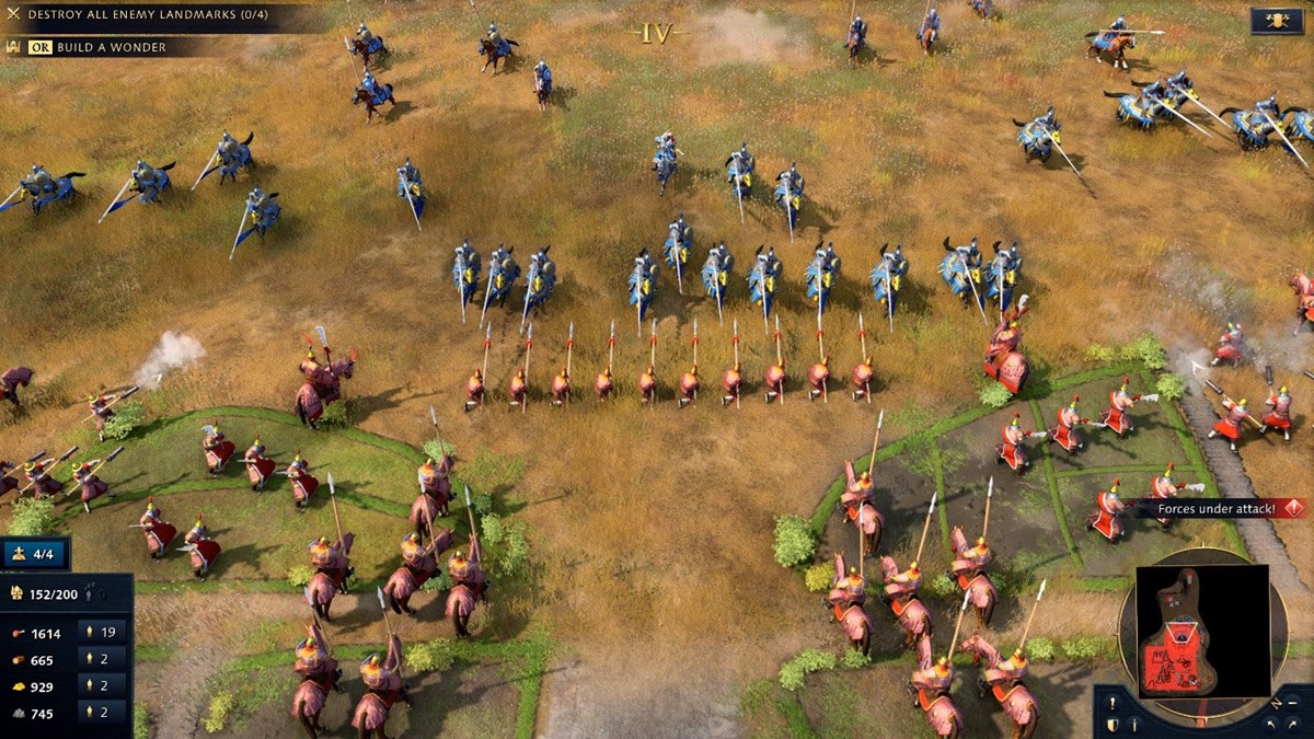 Two factions battling against each other with spears and horses.