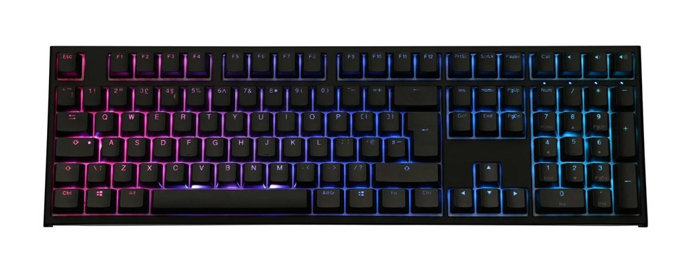 The Ducky One2 RGB keyboard viewed from above.