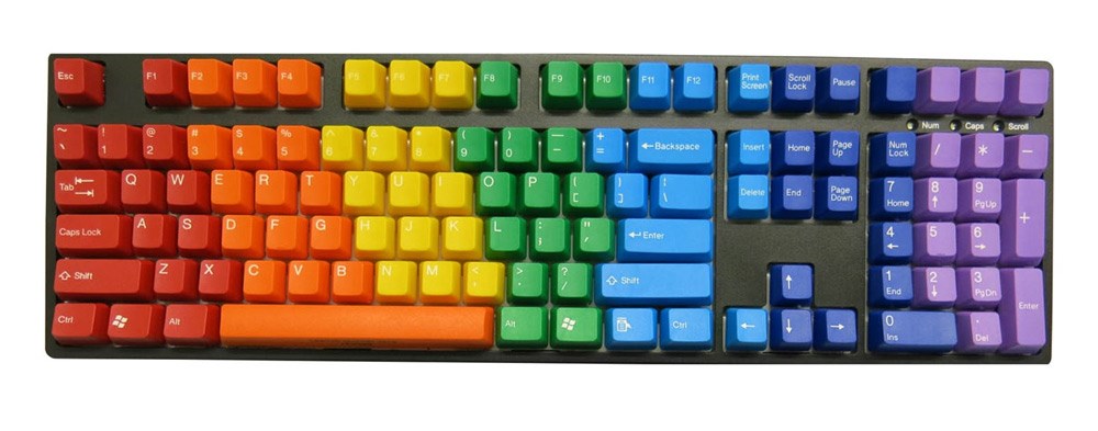 Rainbow-coloured limited edition US keycaps from Tai-Hao.