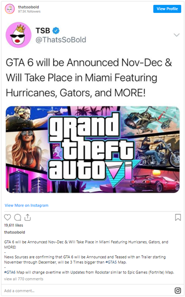 Twitter GTA 6 Leaked Announcement