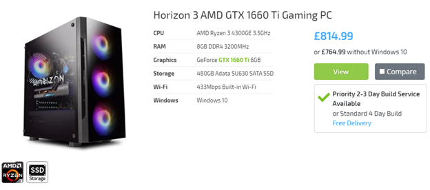 Horizon 5 AMD GTX 1660 Ti Gaming PC