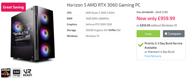 Horizon 5 AMD RTX 3060 Gaming PC