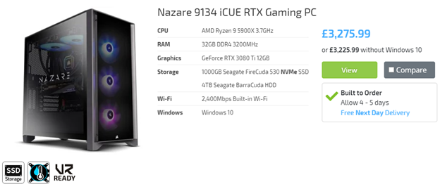 Nazare 9134 iCUE Gaming PC RTX 3080 Ti