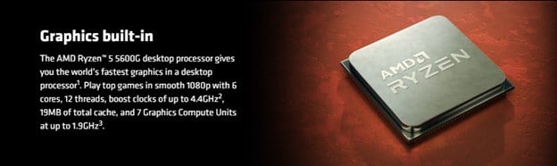 The AMD Ryzen 5 5600G processor lying on a desk.