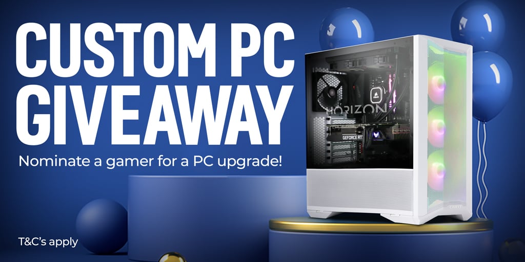 Main banner for the Nominate a gamer custom PC giveaway campaign