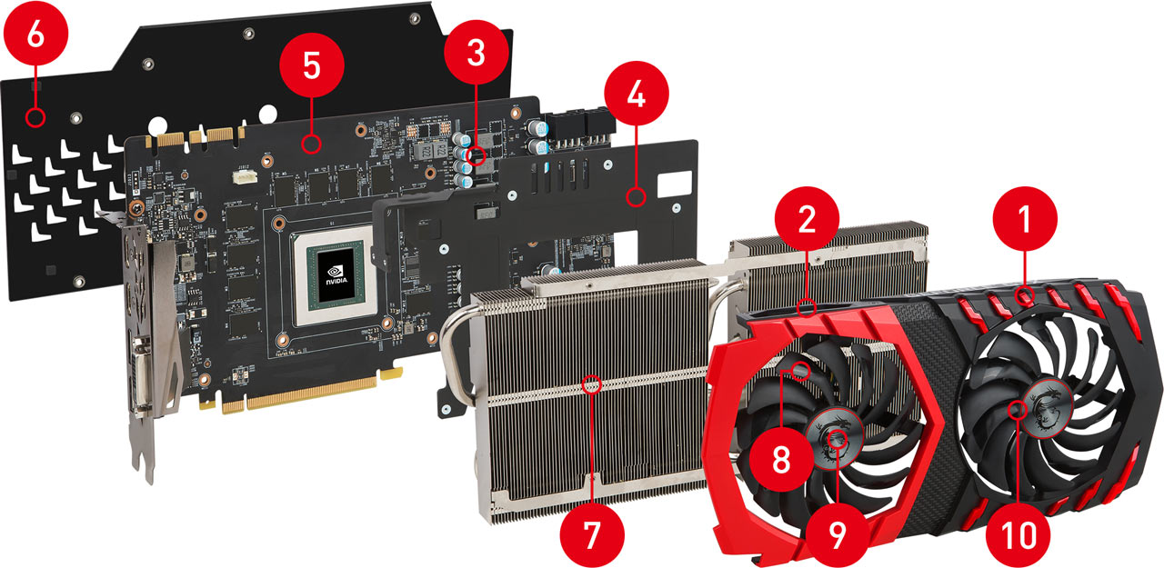 GTX 1080 Ti GAMING X 11G exploded view