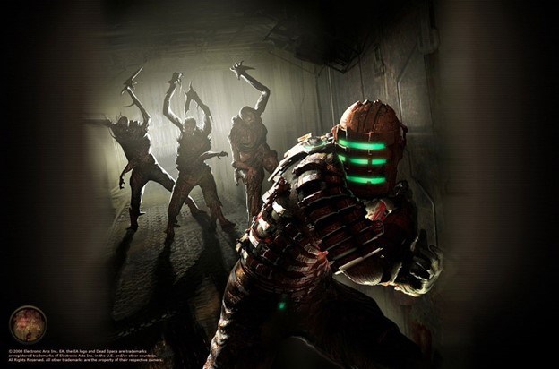 Dead Space promo artwork showing creatures attacking main character