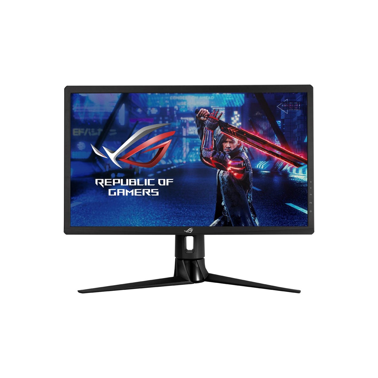 ASUS ROG Strix XG27UQR Monitor, viewed from the front.