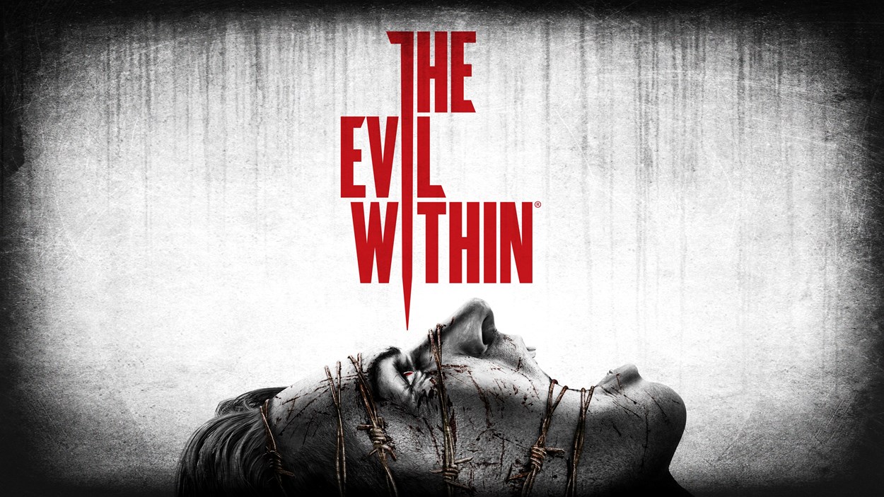 Cover photo of Evil Within showing a screaming face encased in barbed wire