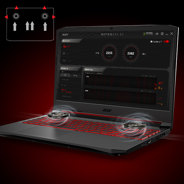 Acer Nitro 5 laptop location of fan vents displayed.