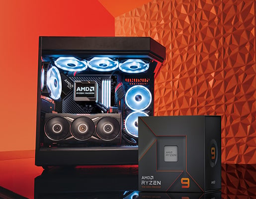 A Ryzen 9 7950X system viewed from the side.