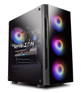A front angled view of the Horizon Ryzen 5 RTX 3060 Gaming PC