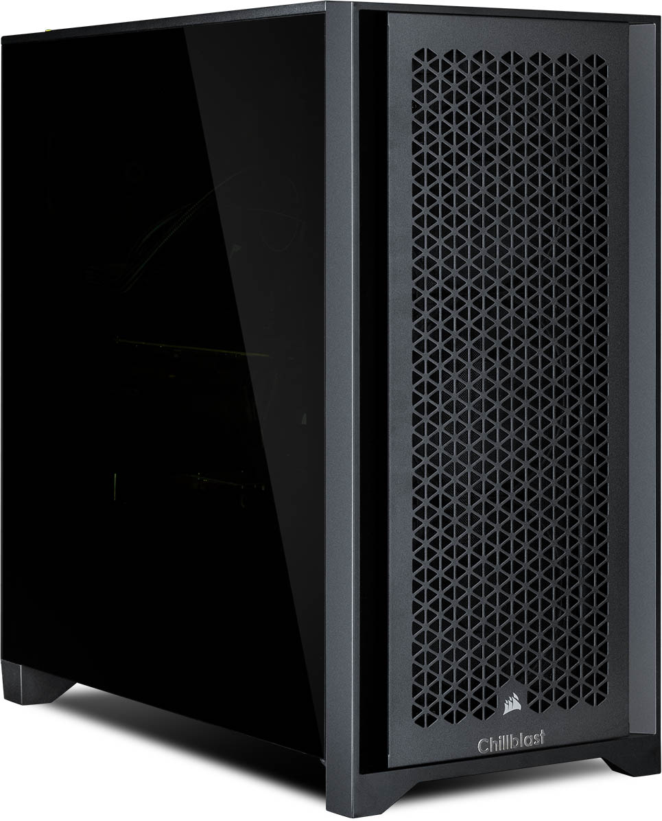 Front and left side view of Chillblast Next Day RTX 3060 Gaming PC.