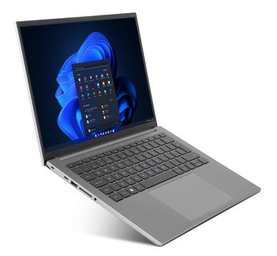 The Chillblast Phantom laptop viewed at an angle from the left side