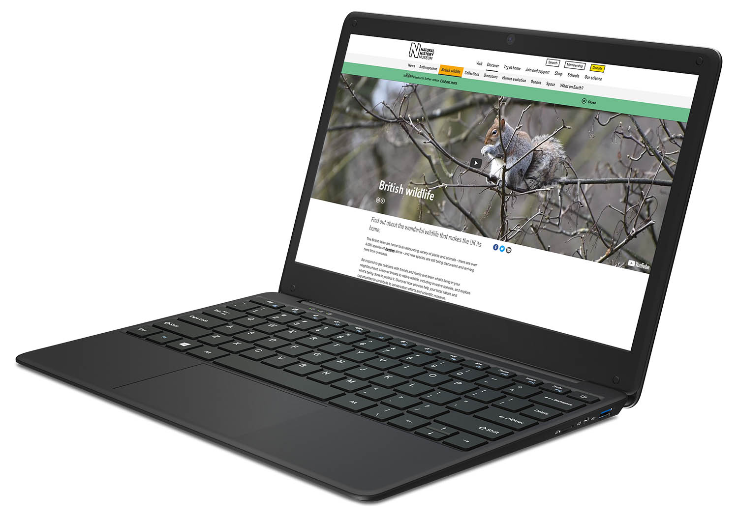 View of the GeoBook 2e laptop from the right side