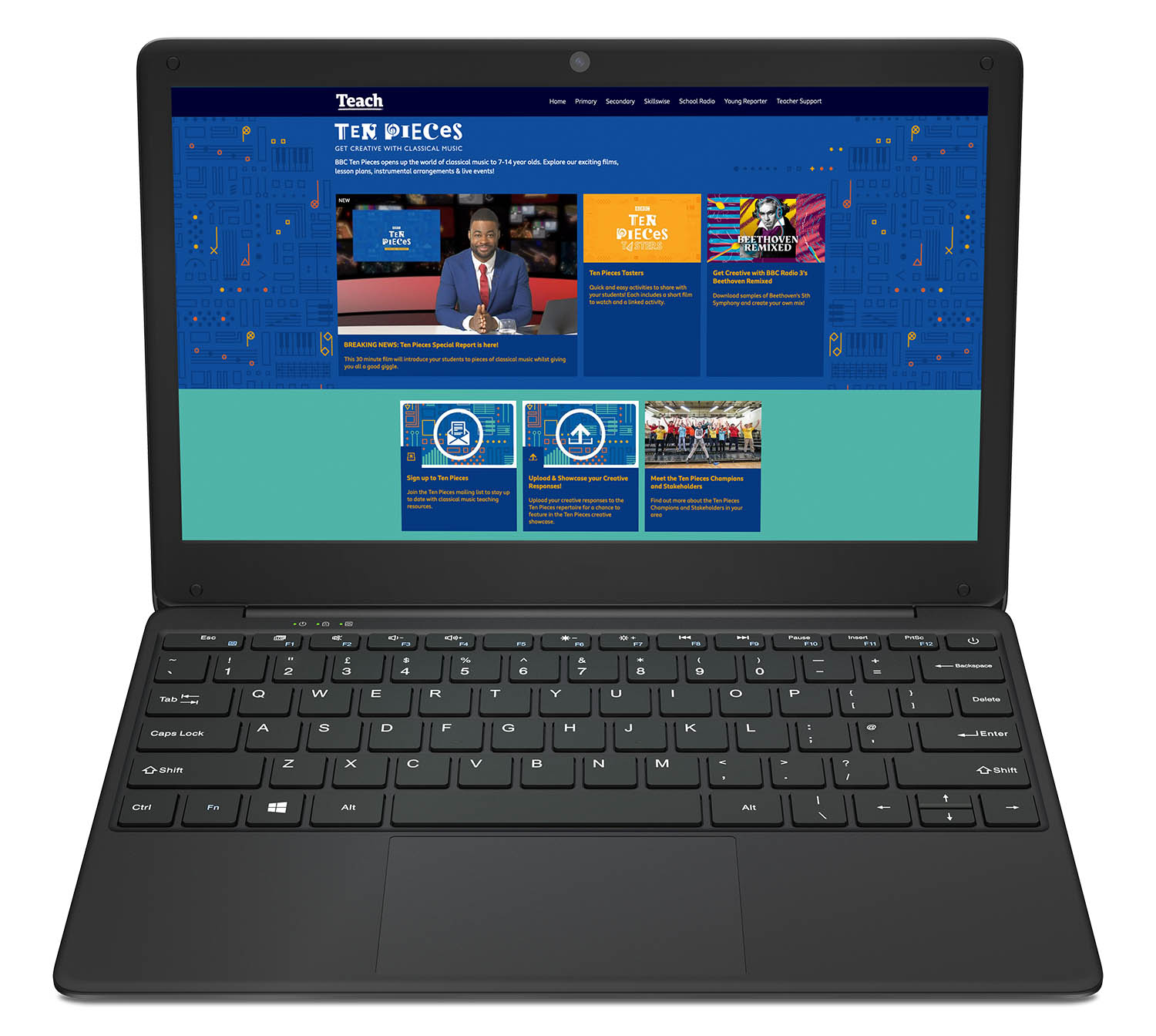 View of the GeoBook 2e laptop from above