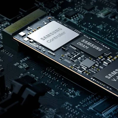 A M.2-2280 PCIe NVMe SSD installed in a motherboard.
