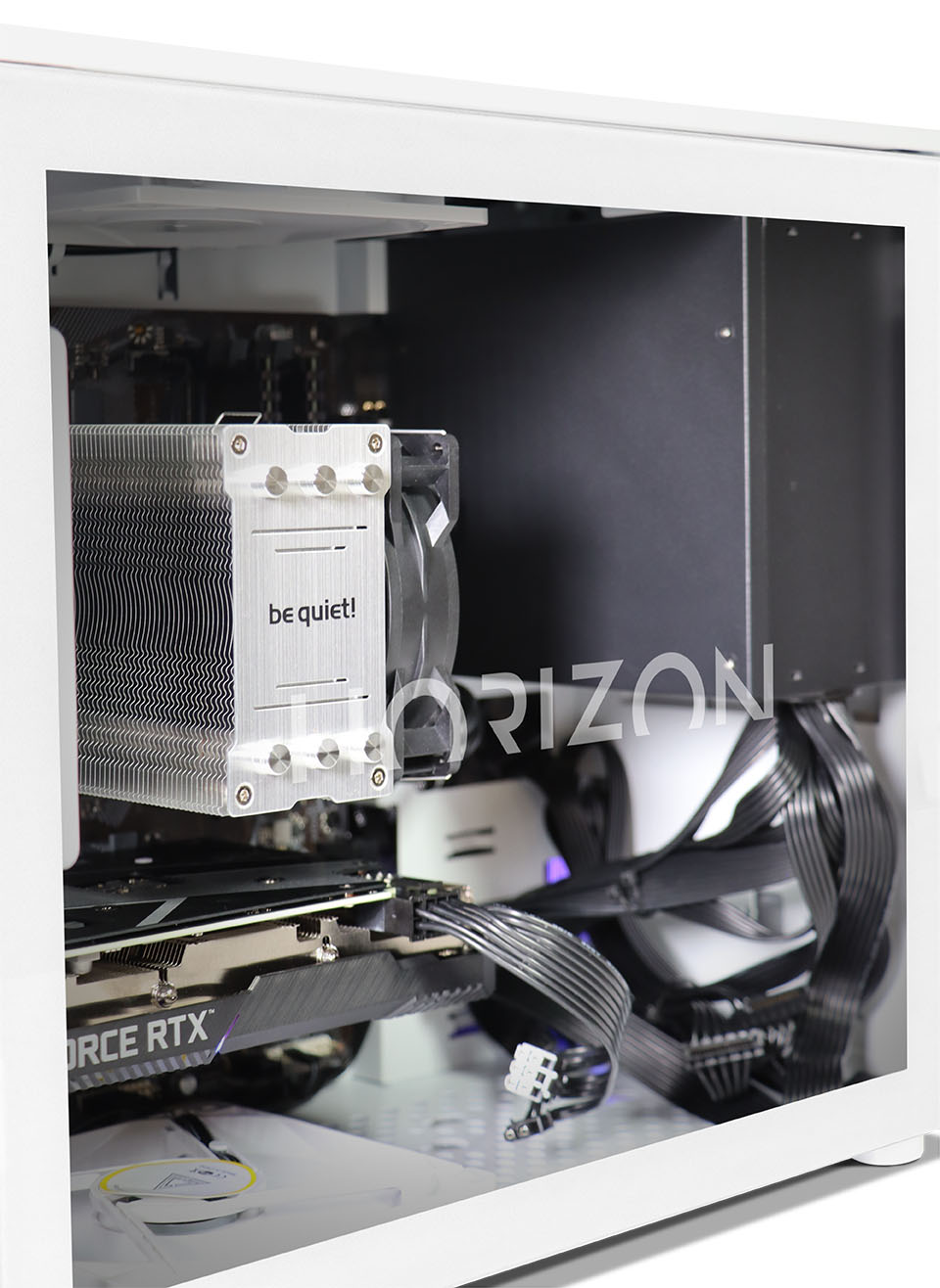 The interior plus front fans, with particular focus on the memory installed into the RAM slots