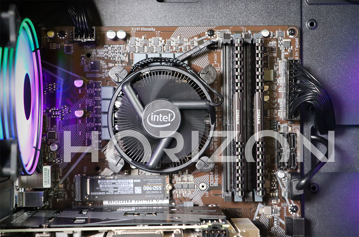 Internal view of the system showing the installed SSD under the processor