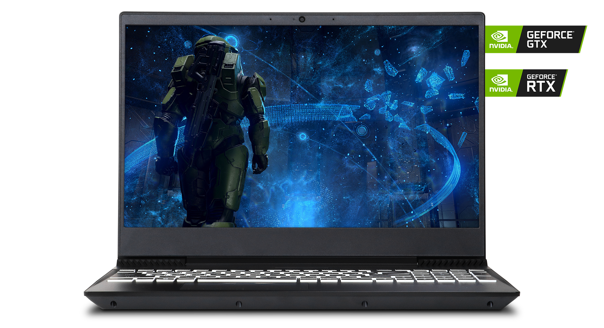 Horizon Skyline Laptop viewed from the front with NVIDIA GeForce Logos