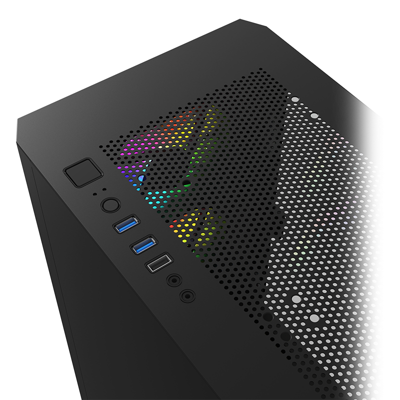 A view of all of the I/O ports on the top of the case.