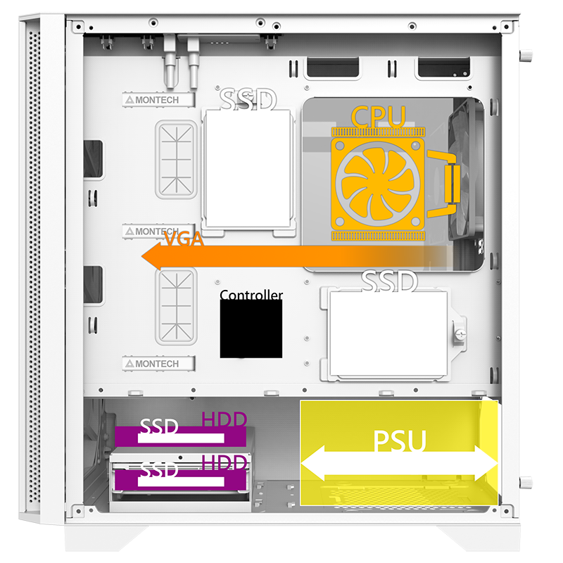 Rear side view showing storage mounting locations.