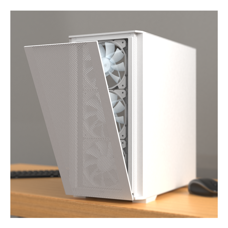Front view of the AIR 100 ARGB Case with the mesh panel part removed.