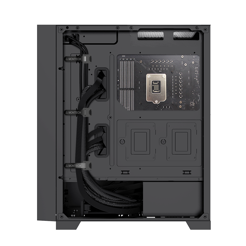 Rear view of the case and its cable management features.