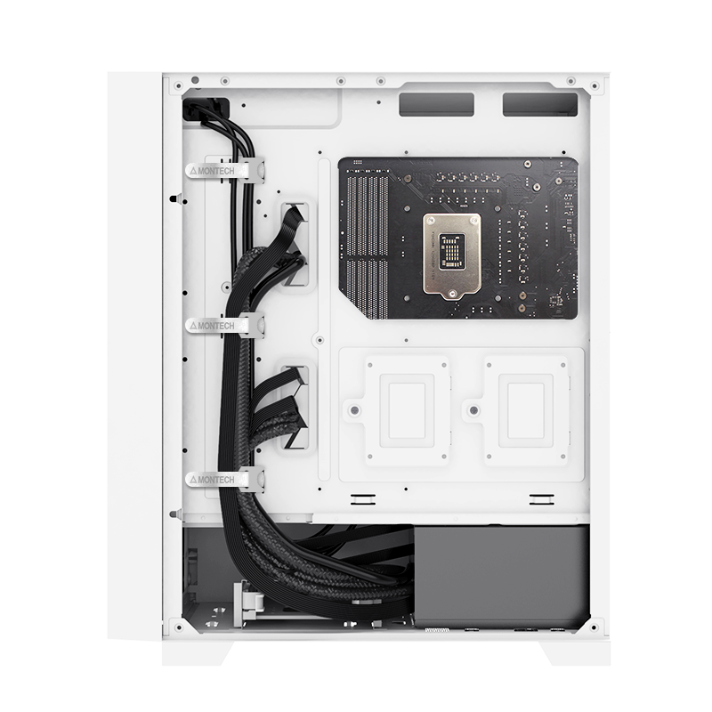 Rear view of the case and its cable management features.