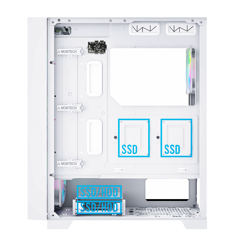 Rear side view showing storage mounting locations.