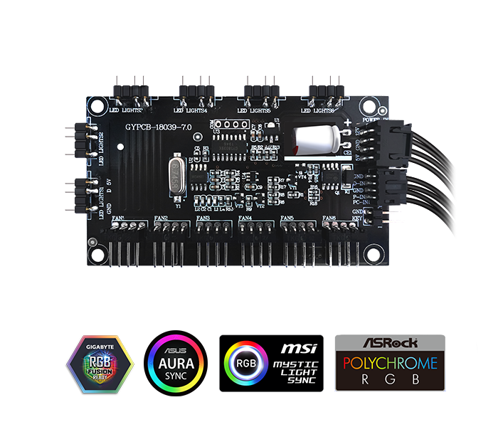 The fan and ARGB controller with room for up to six of each connector.