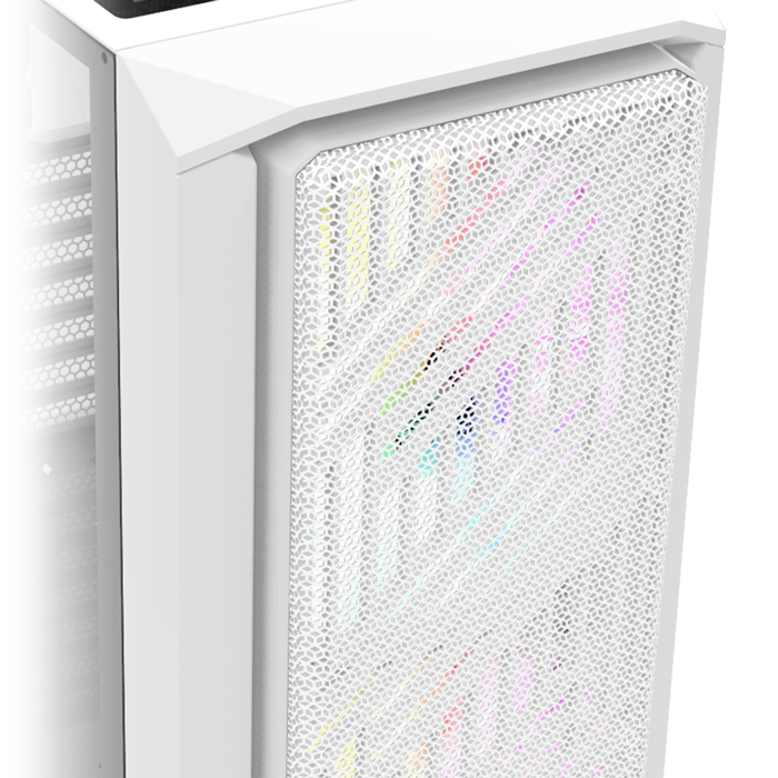 A close-up of the front panel showing the diamond-shaped mesh.