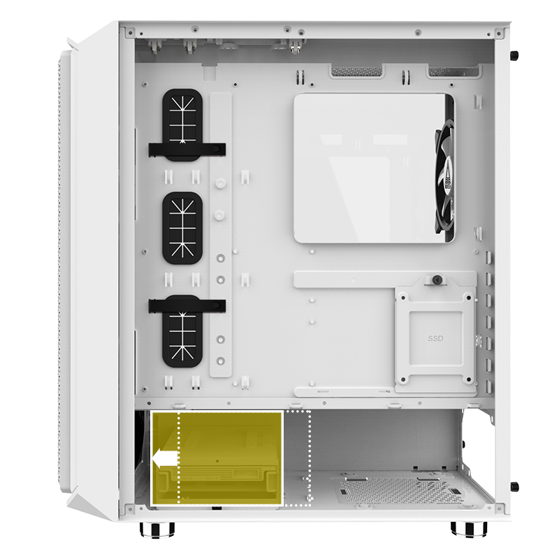 Looking at the cable management options on the side of the case behind the motherboard plate.